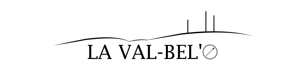 Logo de la course d'orientation "La Val-Bel'O" représentant le Mont-Bélair à Québec, accompagné de ses 3 antennes caractéristiques.